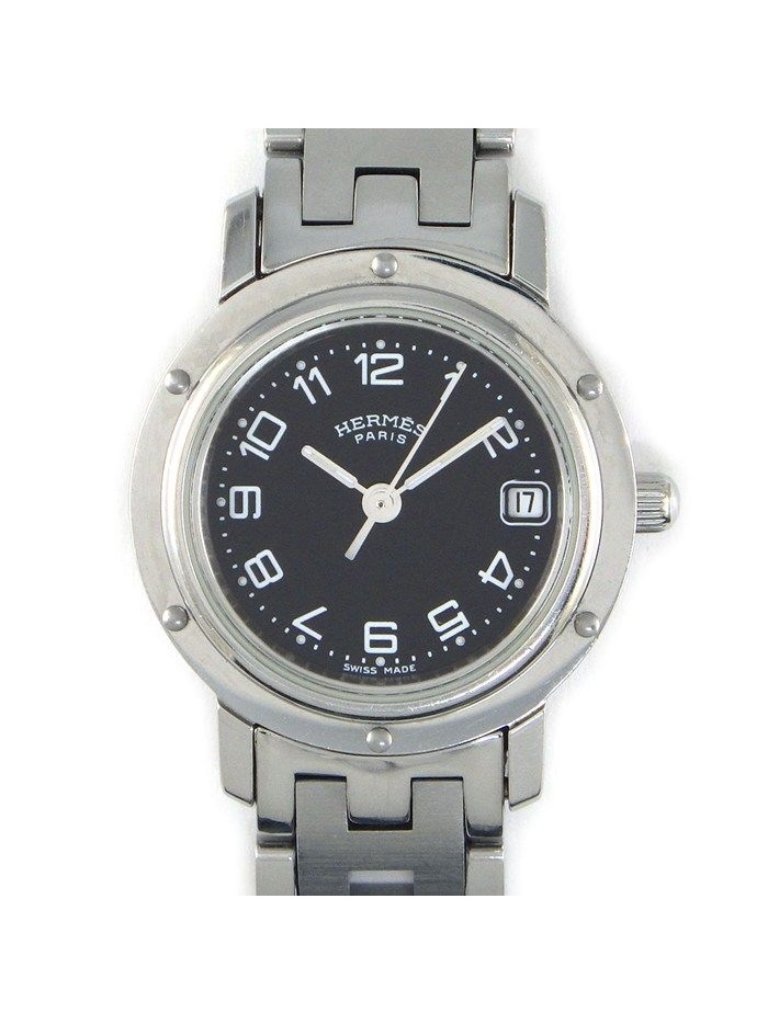 Hermes Watch Black Dial Date Ss Quartz Analog